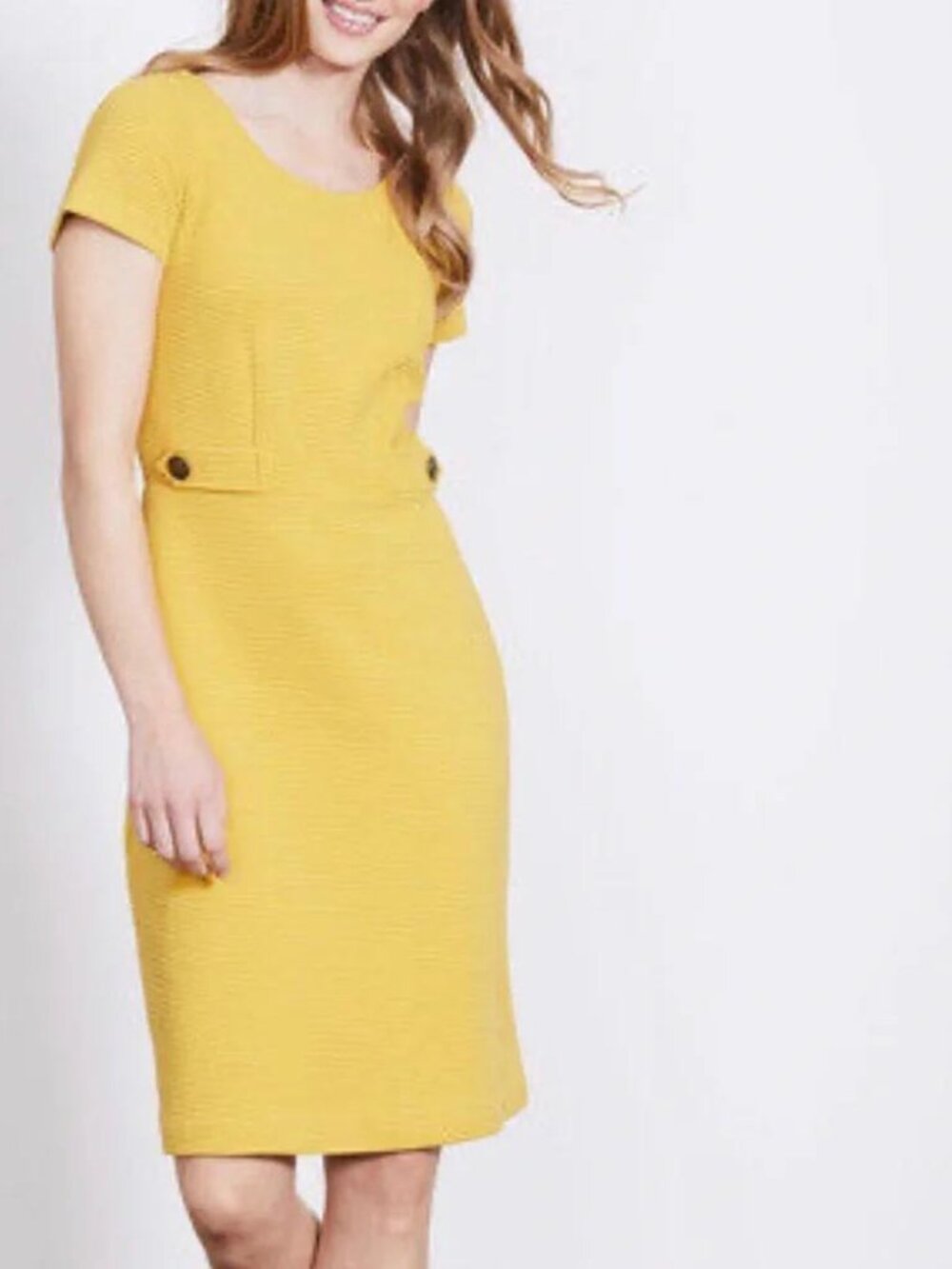 Boden Cordelia Ottoman Dress yellow ribbed stretch knit nautical retro classic 4